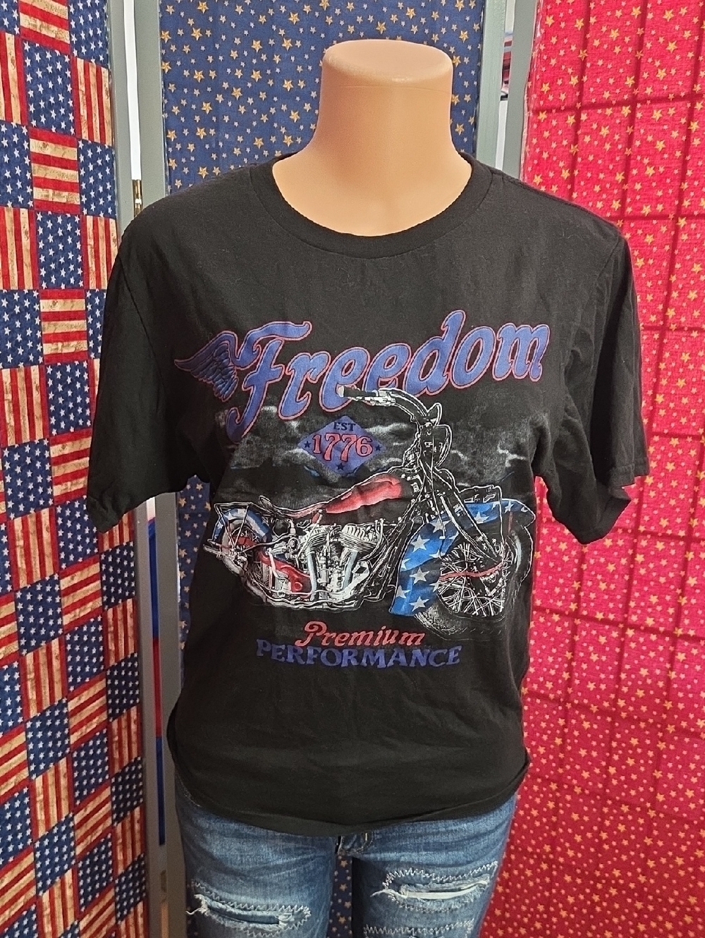 Freedom Graphic Tee - Black Motorcycle Print